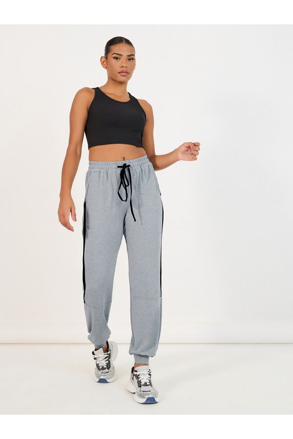 Styli-Melange Contrast Drawstring & Side Stripe Joggers 1