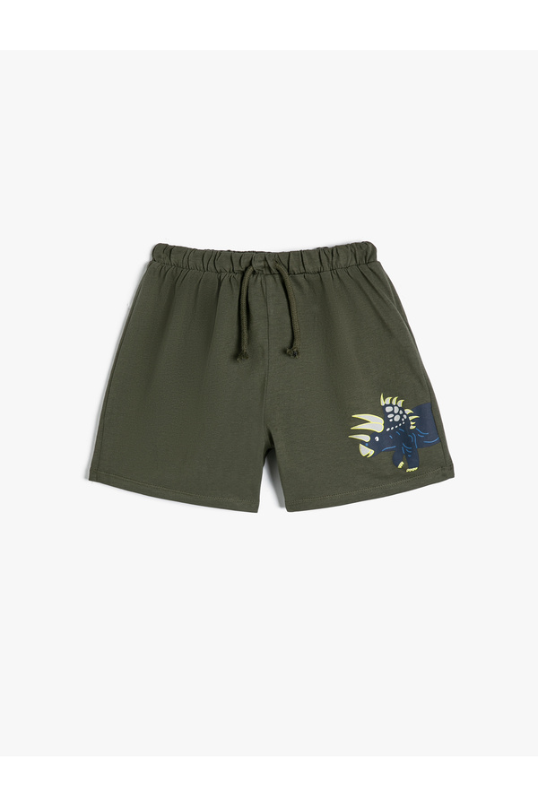 Koton Şort Dinozor Baskılı Beli Bağlamalı Pamuklu