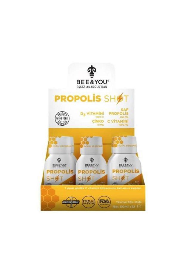 BEE & YOU FROM THE FASCINATING ANATOLIALAND-Bee & You Phenolix Propolis - 50Mlx12 Shot with D3+Zinc+Vitamin C 1