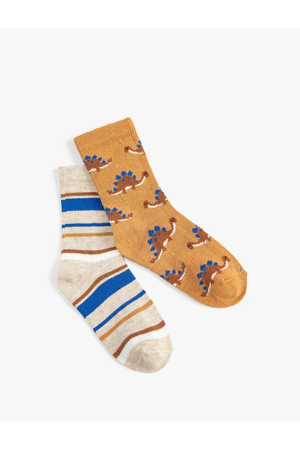 Koton-Socks Set of 2 Multicolored Dinosaur Printed 1