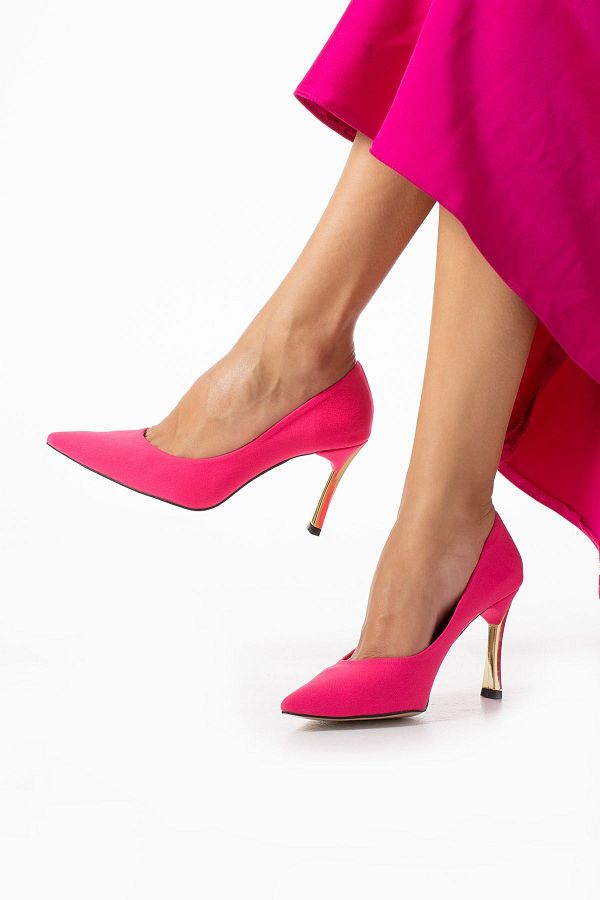Güllü Shoes-Fuchsia Stiletto - Pantofi cu toc din piele vegană confortabili pentru femei Ocazie zilnică și specială 1