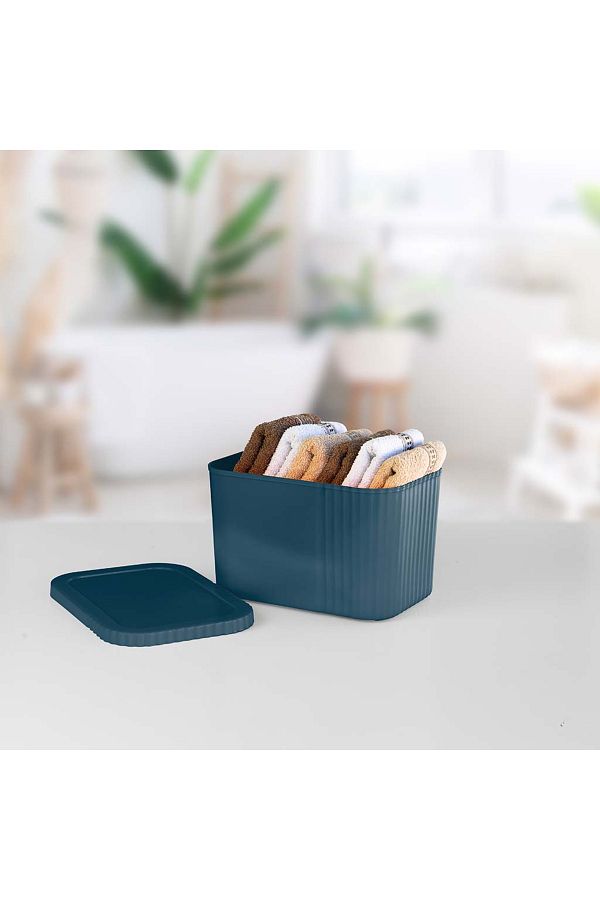 devigo-6-Liter Midi Multi-Purpose Storage Box with Lid - Towel, Cosmetic Personal Item Organizer 1