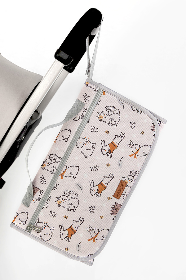 HAMUR Bebek Alt Açma Bakım Çantası Organizerli Anne Bebek Yenidoğan Değiştirme Minderi Tavsan Pudra