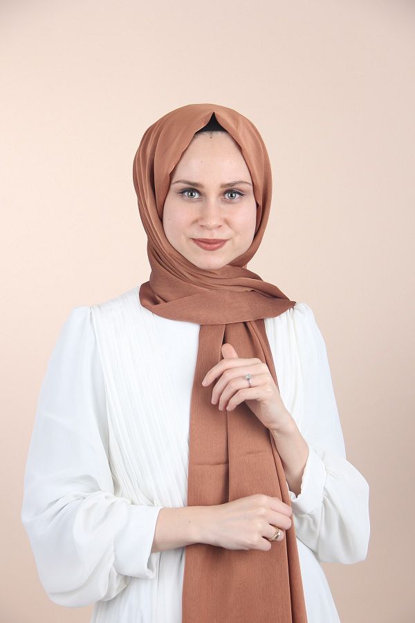 Sima-Rust Color-253 Sima Chiffon Shawl with Janjan 1
