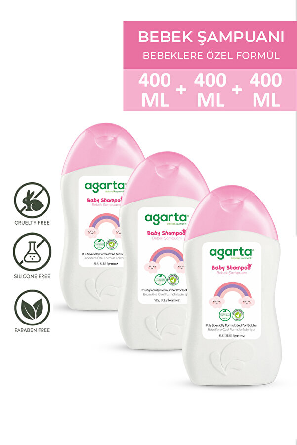 Agarta 3 Adet Doğal Bebek Şampuanı Kız Çocuklarına Özel 400 ml