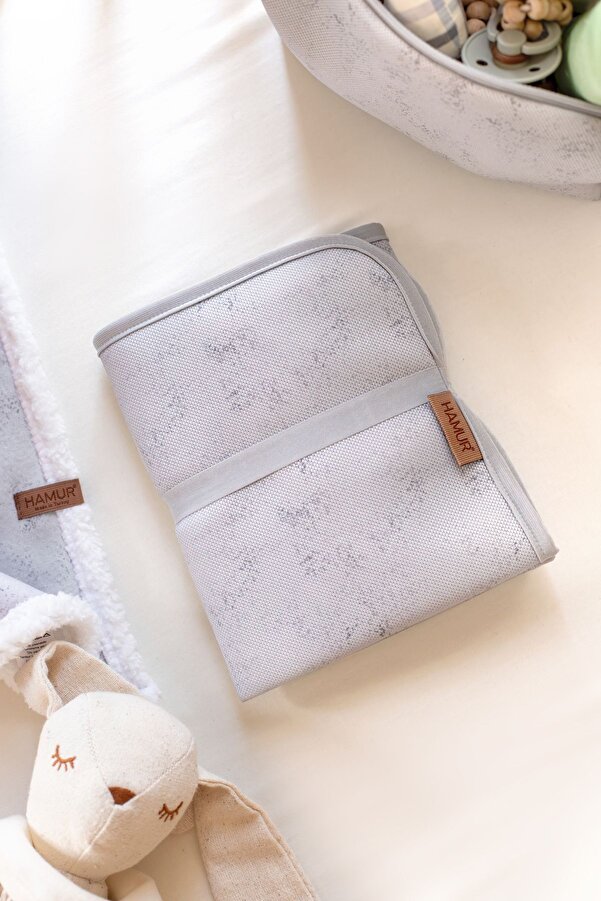 HAMUR Anne Bebek Bakım Örtüsü Yenidoğan Alt Açma Değiştirme Solid Gri Organizer Pedi Minderi Çift Taraflı