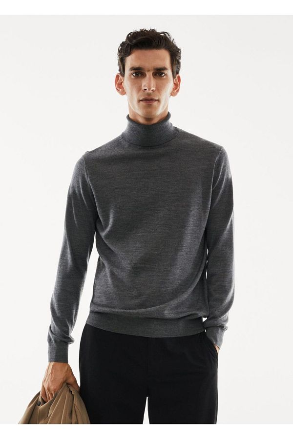 MANGO Man-Vysoký svetr ze 100% merino vlny 1