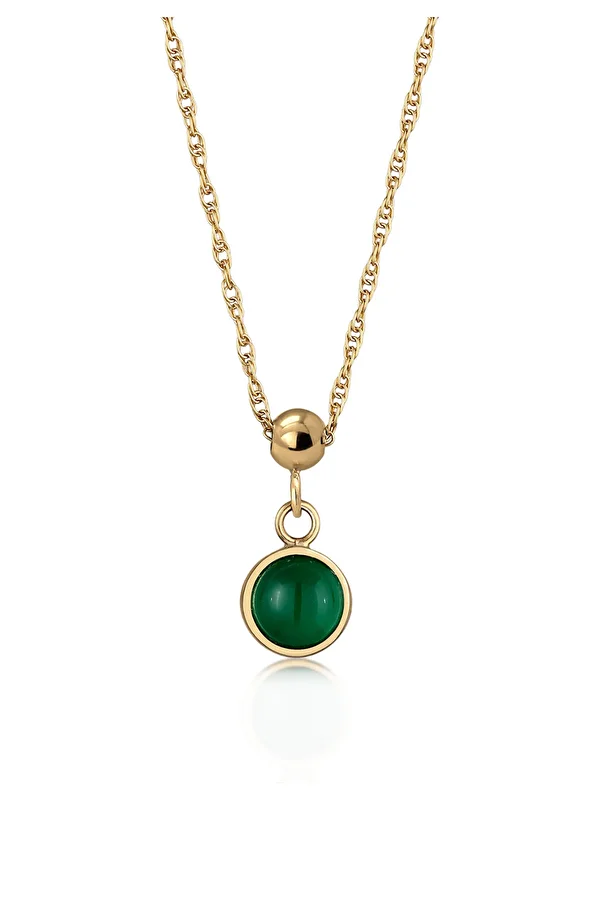 ELLI-Necklace Necklace with Stone Ladies Pendant Link Chain Garnet Cabochon Cut Red 925 Sterling Sil 1
