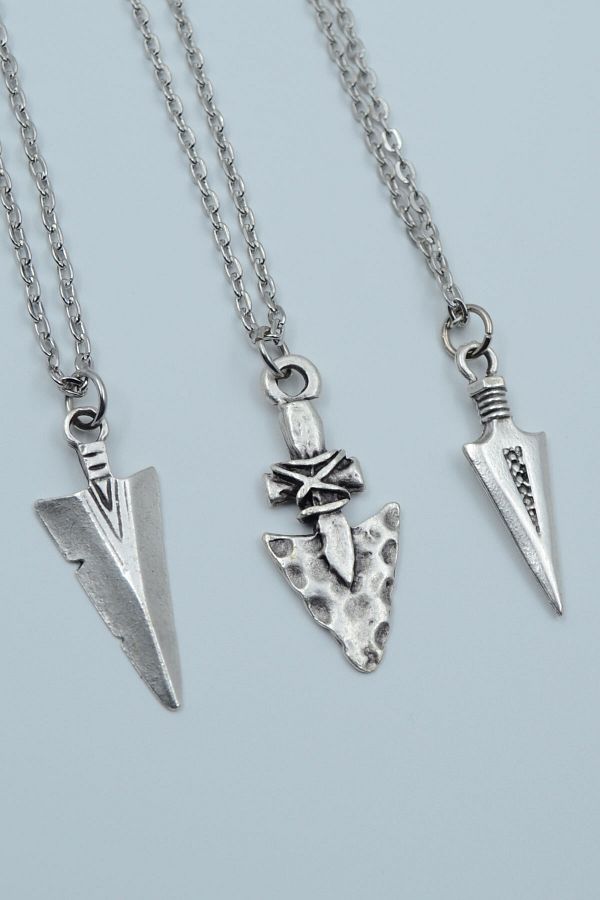 Rukişin Takı Dünyası-Set of 3 Antique Arrowhead Triagle Patterned Arrowhead Necklace - Product Code: 1227 1