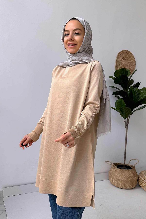 Ka Hijab-O formă de tunică hijab mercerizată strălucitoare - maro lăptos 1
