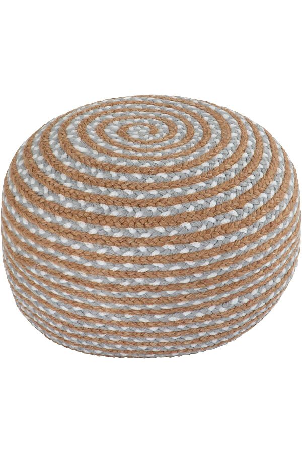 dekorist-Runder osmanischer Pouf Fußhocker Jute Pouffe Hocker Sitzkissen Boho Home Decor Extra Sitzgelegenheit P 1