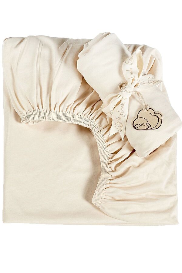tinylamb Bej Organik Pamuk Penye Bebek Çarşaf 80x180cm |%100 Organik Bebek Çarşafı