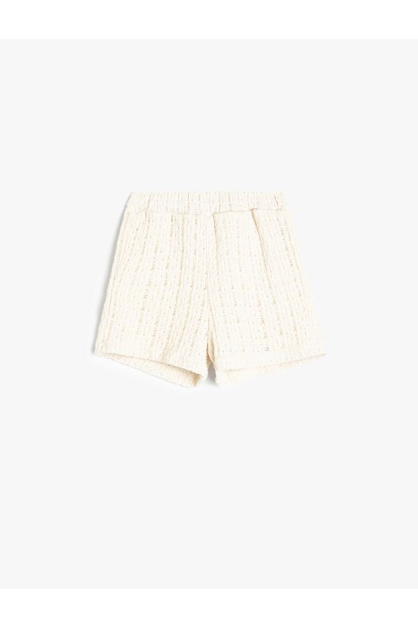 Koton-Openwork Elastic Waist Shorts 1