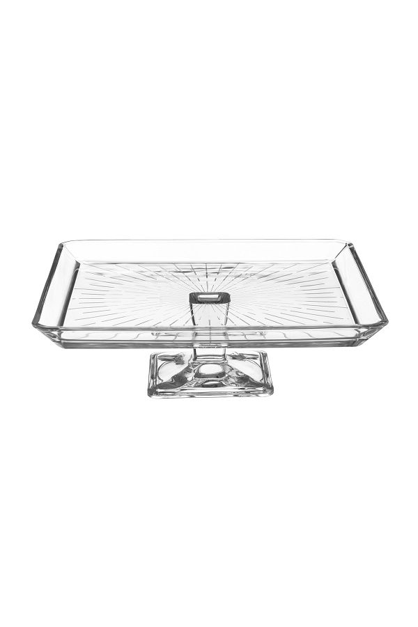 Generic-Turkish Crystal Serving Plate With Base For Sweets And Fruits Multi-Use, Size 24*24*8 Cm 1