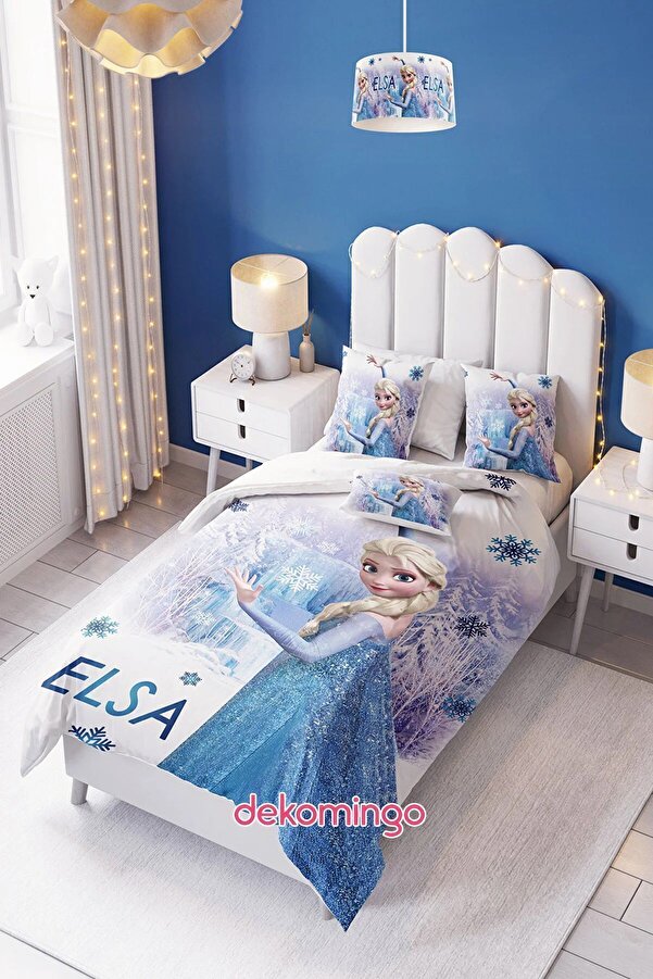 DT KIDS Kız Karakter Karlar Ülkesi Desenli Nevresim Takımı (Çarşafsız) – 155x220 / 50x70 cm Yastık Kılıfı