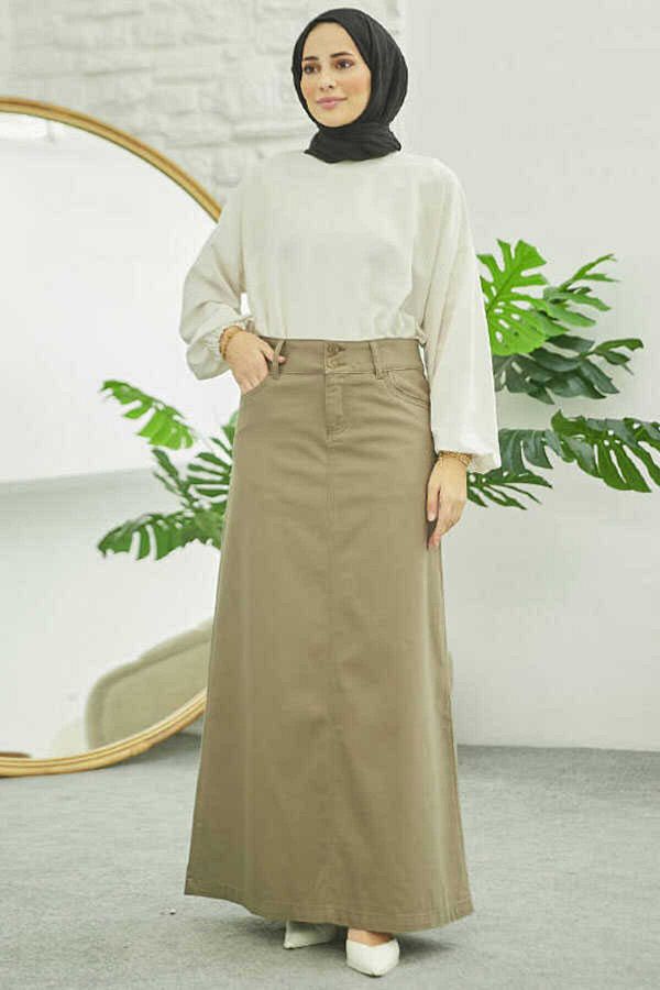 Neways-2254- Fusta Clasica Gabardina Kaki 1