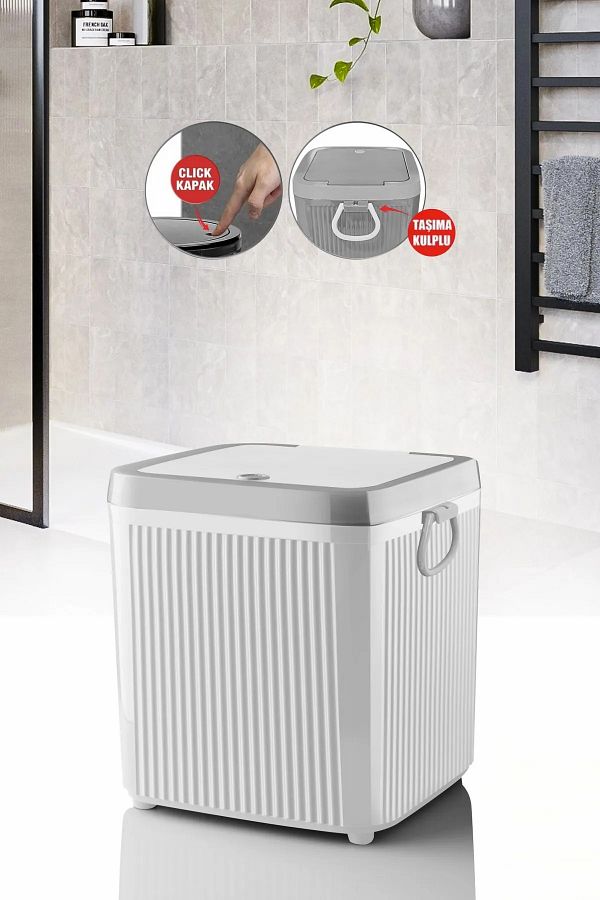 Kavi Entegre Plastik-Countertop Click Lid Square Midi Trash Can 5Lt. 1
