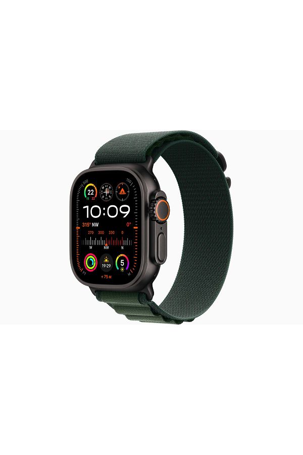 Apple-Watch Ultra 2 GPS + Cellular 49mm Black Titanium Case with Dark Green Alpine Loop - Medium 1
