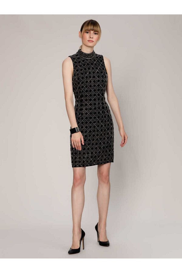 Roman-Embroidered Mini Evening Dress Black K1962101_001 1
