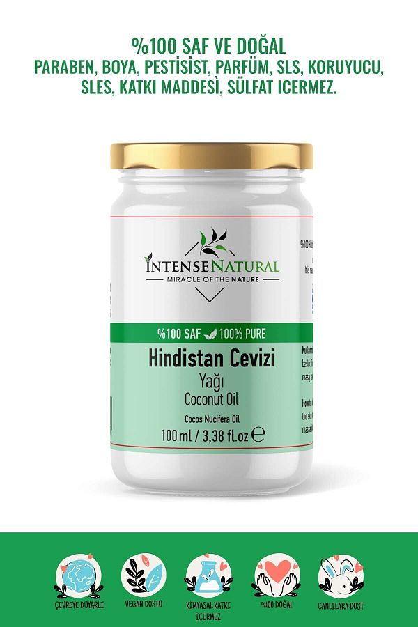 İntense Natural-زيت جوز الهند المعصور على البارد 100 مل زيت جوز الهند النقي والطبيعي 100% 1