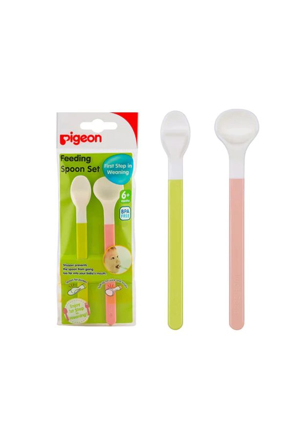 Pigeon-BPA-Free Soft-Tip Feeding Spoon Set with Stopper, 6+ Months, 2 Pieces, Multicolour 1