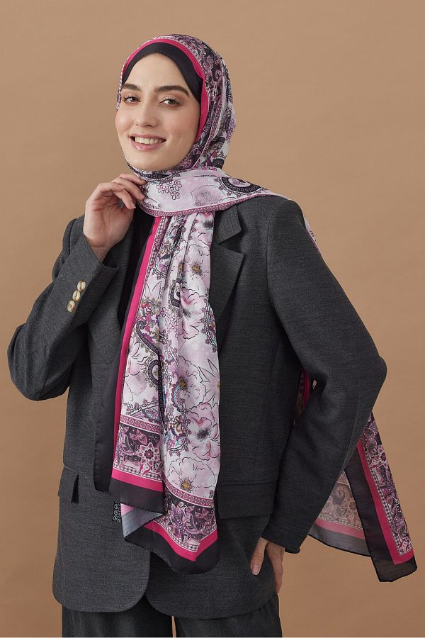 Modakaşmir-Damask Pattern Cotton Shawl 1