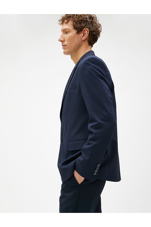 Koton-Basic Blazer Jacket with Stitching Detail, Buttons and Pockets 1
