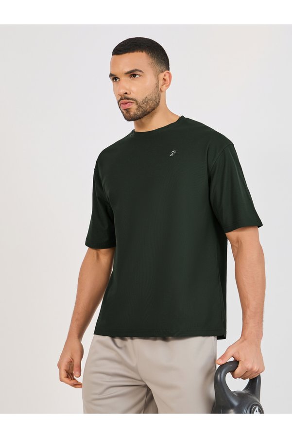 Styli Micro Pique Knit Oversized T-Shirt with Reflective Logo