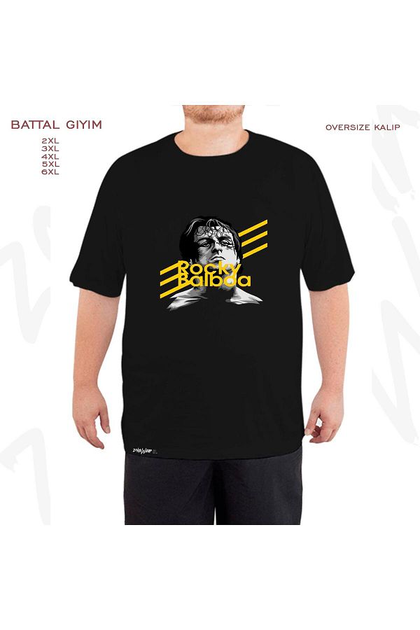 ZOKAWEAR-Oversize Balboa Movie Rocky Printed Oversize (Bol) Fit Black T-Shirt 1