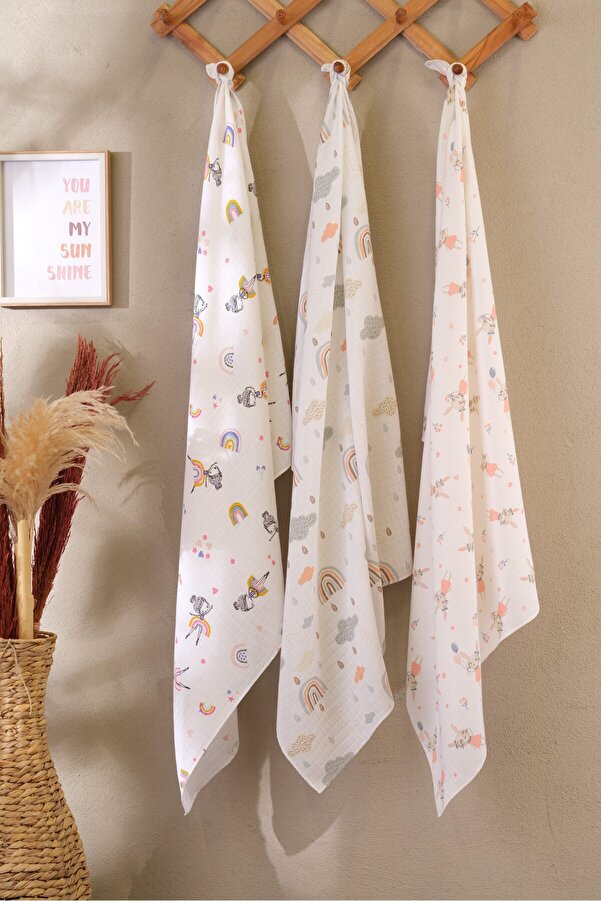 Bondberro 3 Adet Çok Amaçlı Müslin Örtü & Battaniye %100 Pamuk XL Boy 100 X 80 Cm