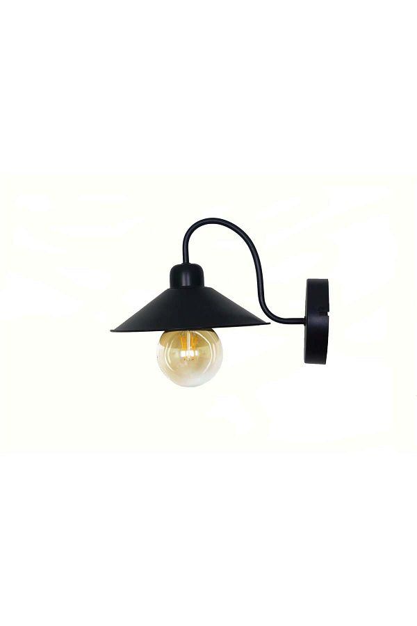 Taşcan Aydınlatma-Industrial UFO Single Black Sconce-Down Viewing 1