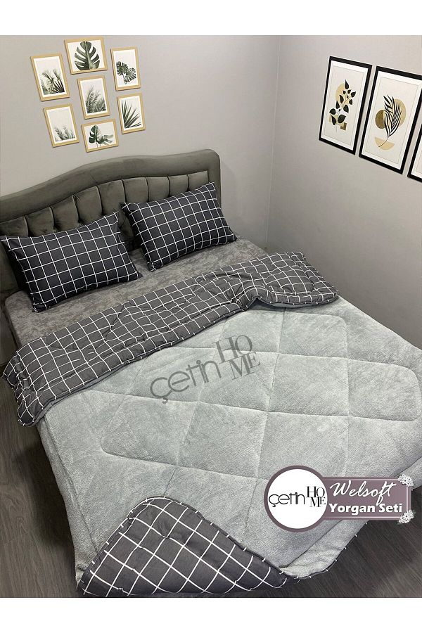 Çetinhome-Çetinhome Double Patterned Welsoft Quilt Set (Without Sheets) 1
