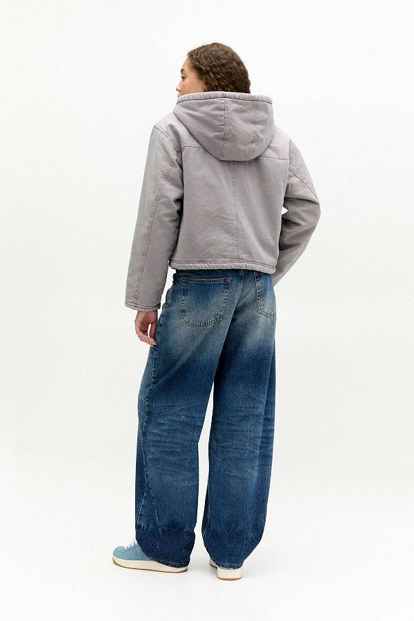 Pull & Bear-Hooded jacket with faux shearling lining 1