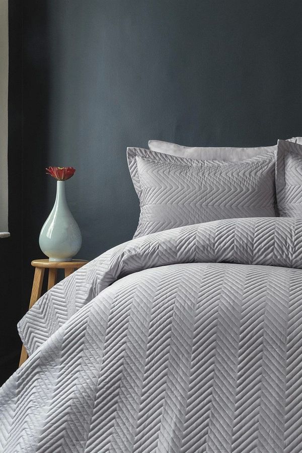 İssimo Home-Simply Gray Cotton Satin Single Bedspread Set 1