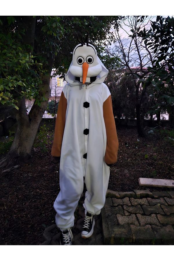 Kostüm Sarayı-Costume for Olaf Adult |   Frozen Olaf Pajamas Jumpsuit Costume 1