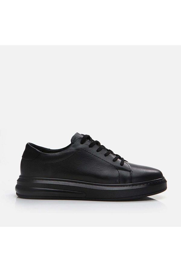 Yaya by Hotiç-Schwarze Herren-Freizeitschuhe aus echtem Leder 1
