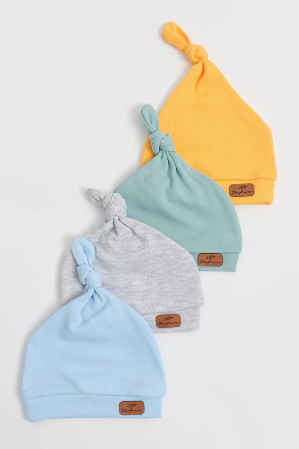 LOGO AKSESUAR Bebek Üstten Bağlamalı Armalı 4'lü Pamuklu Bere