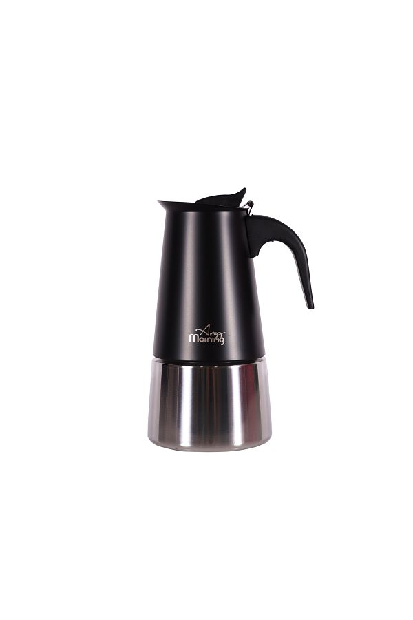 Any Morning-Espressomaschine, Espressomaschine, Edelstahl, Induktion, Mokkakanne, 300 ml, Schwarz Fe001-6 1
