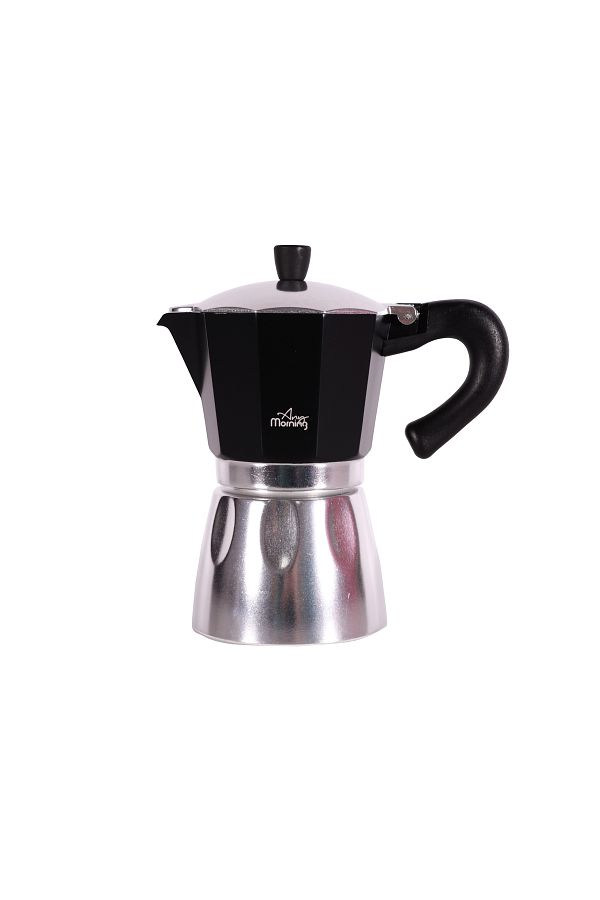 Any Morning-Cafetieră espresso Moka din aluminiu, pentru aragaz, neagră, 240 ml - 8 oz 1