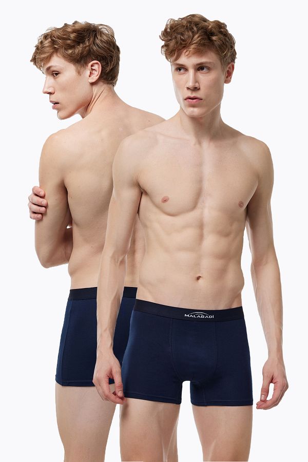 Malabadi-Ανδρικό Navy Blue 2 Pack Cotton Elastane Boxer 075 1