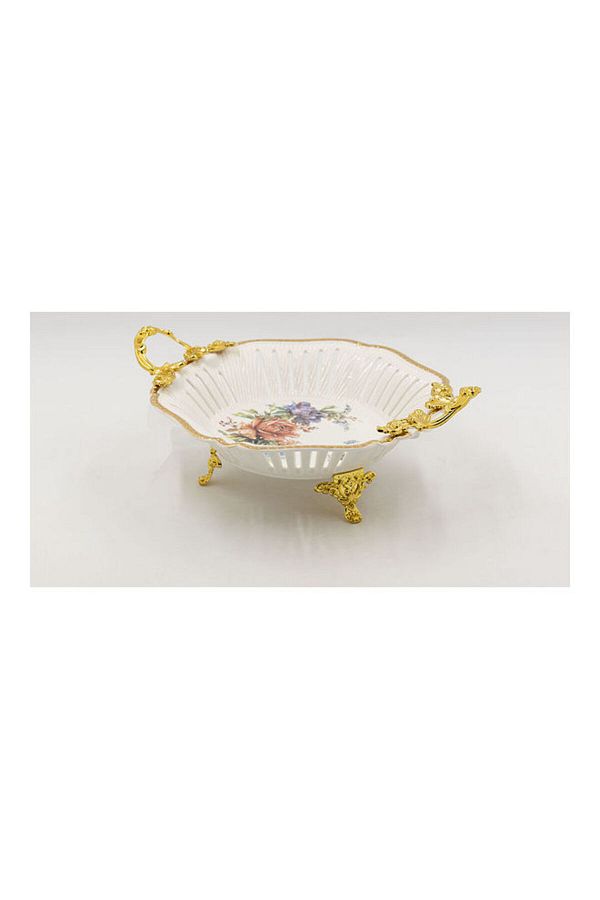 Dania-Serving Plate White/Gold 30x30x12cm 1