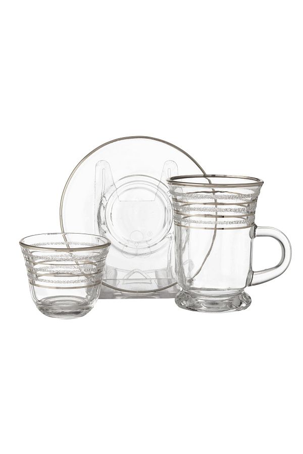 Dania-Tea set of 18 pieces, glass tea cups + tea saucer + Arabic coffee cup 1