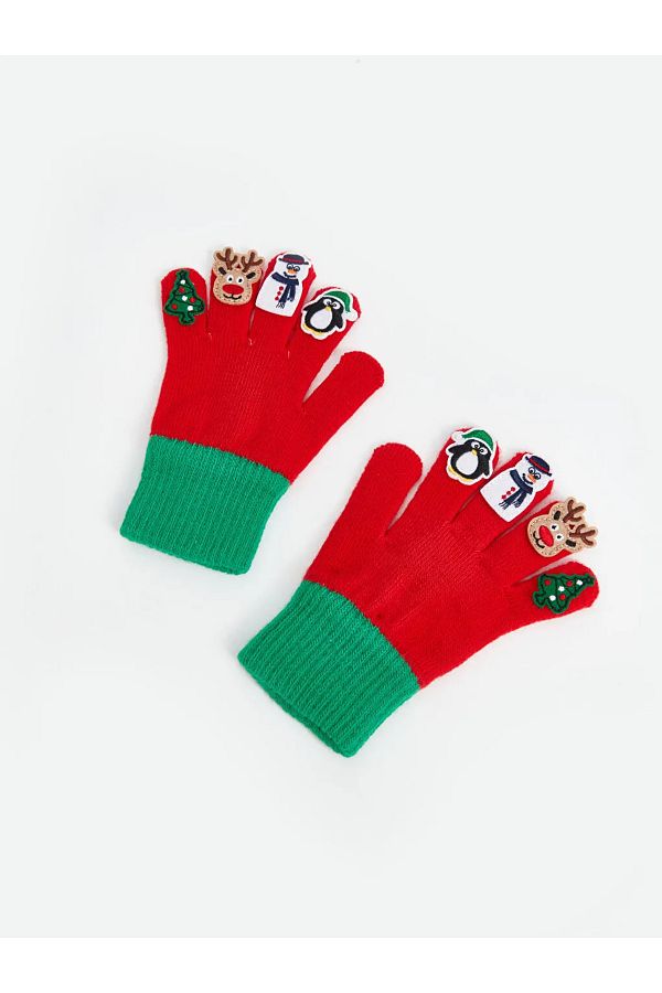 LC Waikiki-LCW ACCESSORIES Jungenhandschuhe mit roter Weihnachtsfigur 1