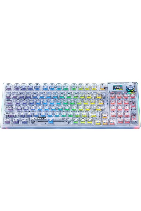 Aula-F98 PRO 95% Tri-Mode RGB Wireless Mechanical Gaming Keyboard, Crystal Switches with OLED Screen 1