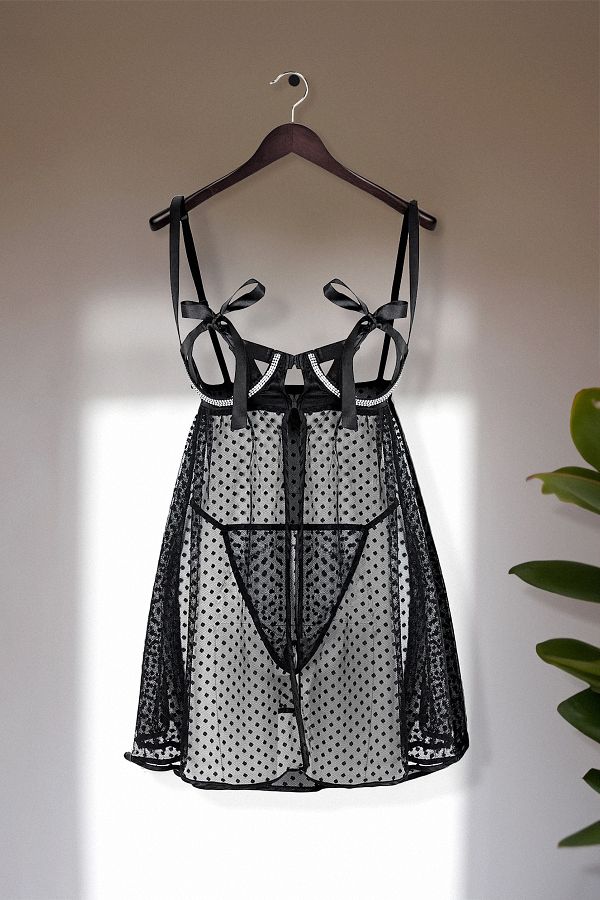 Trendyol Collection-Gestrickte Babydoll-Strumpfhose mit schwarzer Spitze und Steindetails – THMAW25LL00000 1
