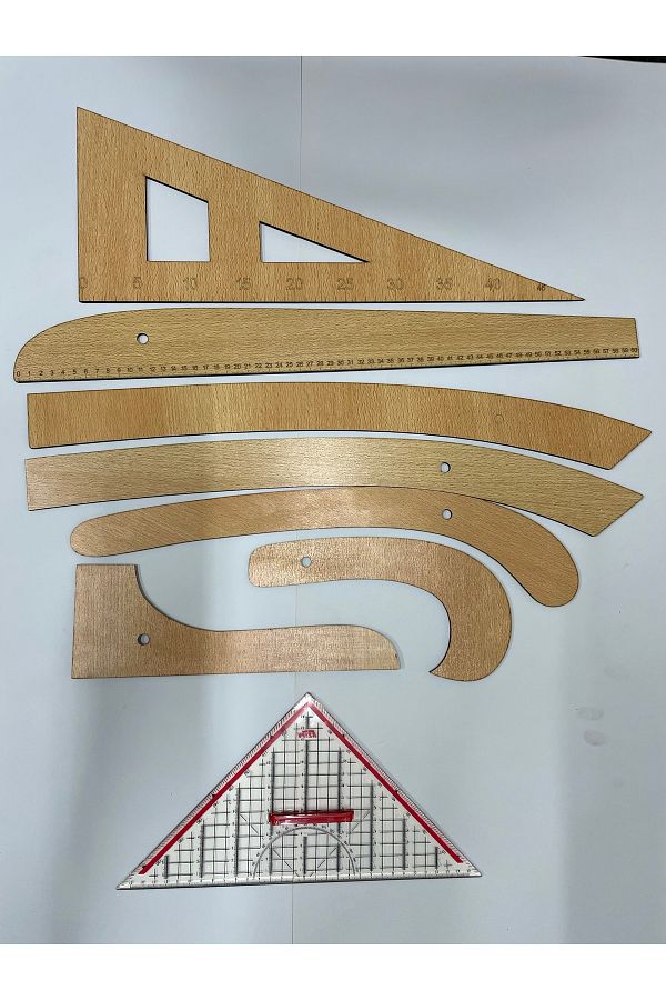 Anka Ajans-8-Piece Riga Ruler Set-Course Set and Triangular Geodetic Ruler 1