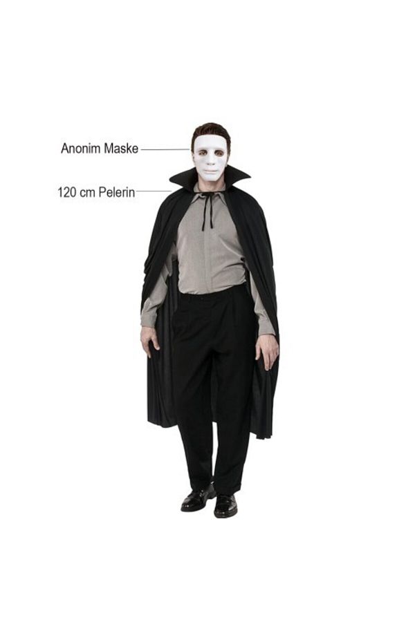 Erbar-Black Colored Collared Cloak and White Anonymous Mask 1
