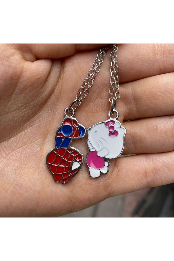 Köstebek-Hello Kitty And Spider-Man Couple Necklace 1