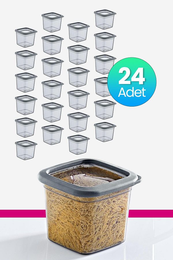 Smartware-Anthracite 740 ml - Set of 24 Square Storage Containers 1