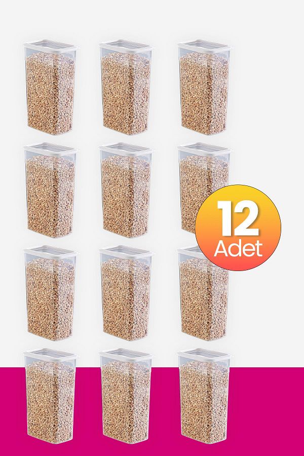 Smartware-White 3500 ml - Set of 12 Scale Rectangular Storage Containers 1